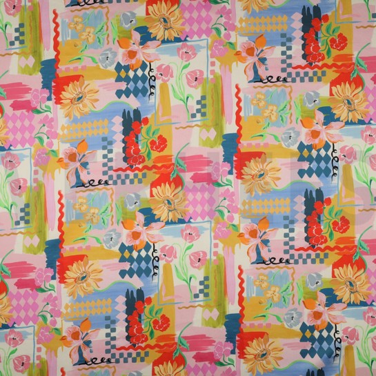 COTTON SATIN DIGITAL PATCHWORK YELLOW #7