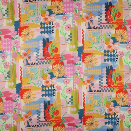 COTTON SATIN DIGITAL PATCHWORK YELLOW (hover)