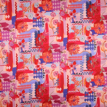 COTTON SATIN DIGITAL PATCHWORK RED (hover)