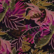 COTTON VISCOSE DIGITAL LEAVES PINK/ OCHRE (thumbnail)