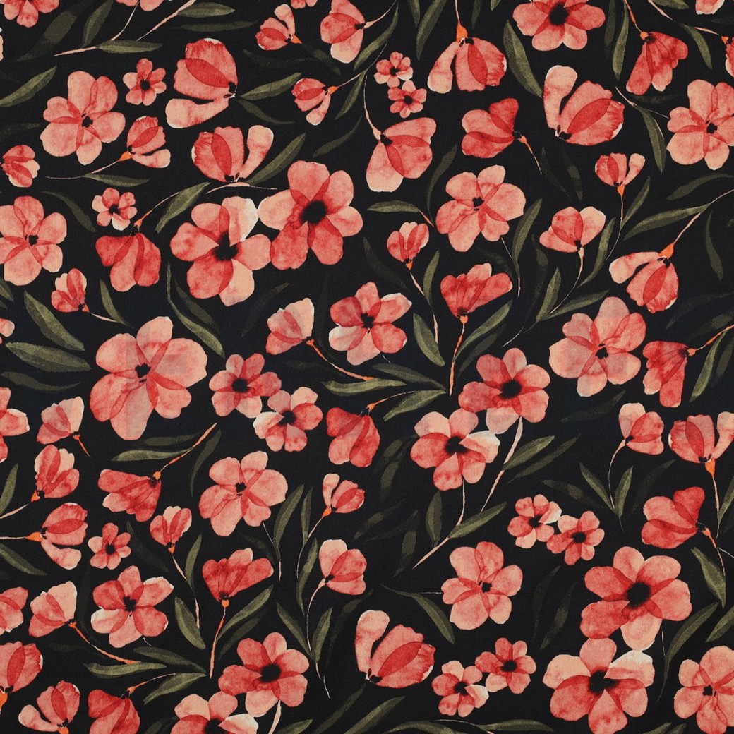 COTTON SATIN DIGITAL FLOWERS RED
