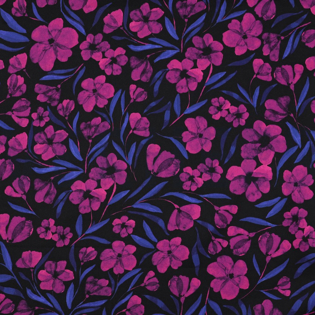COTTON SATIN DIGITAL FLOWERS FUCHSIA