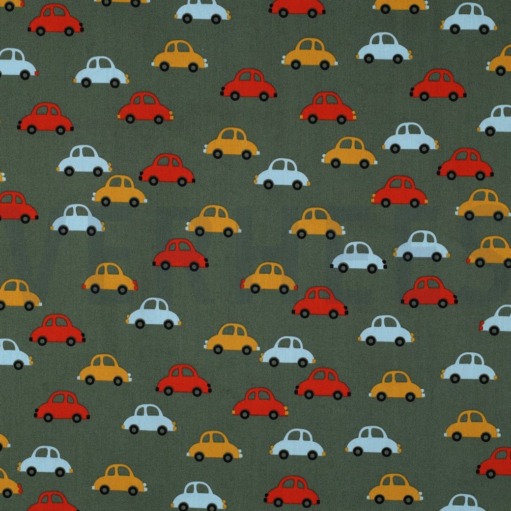 FINE POPLIN CARS ARMY GREEN