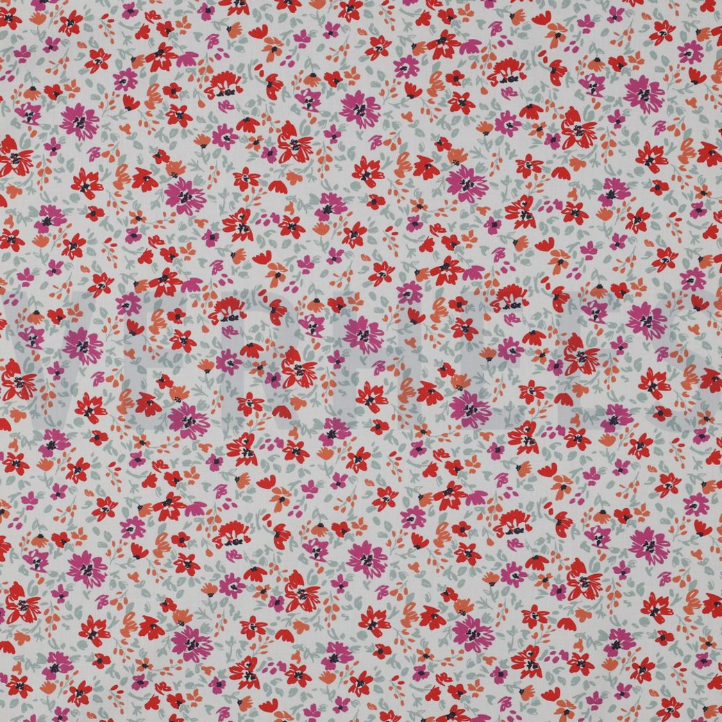 FINE POPLIN FLOWERS WHITE