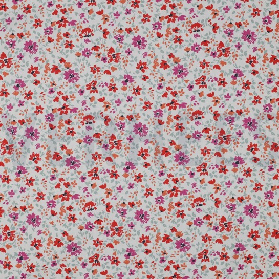 FINE POPLIN FLOWERS WHITE #7