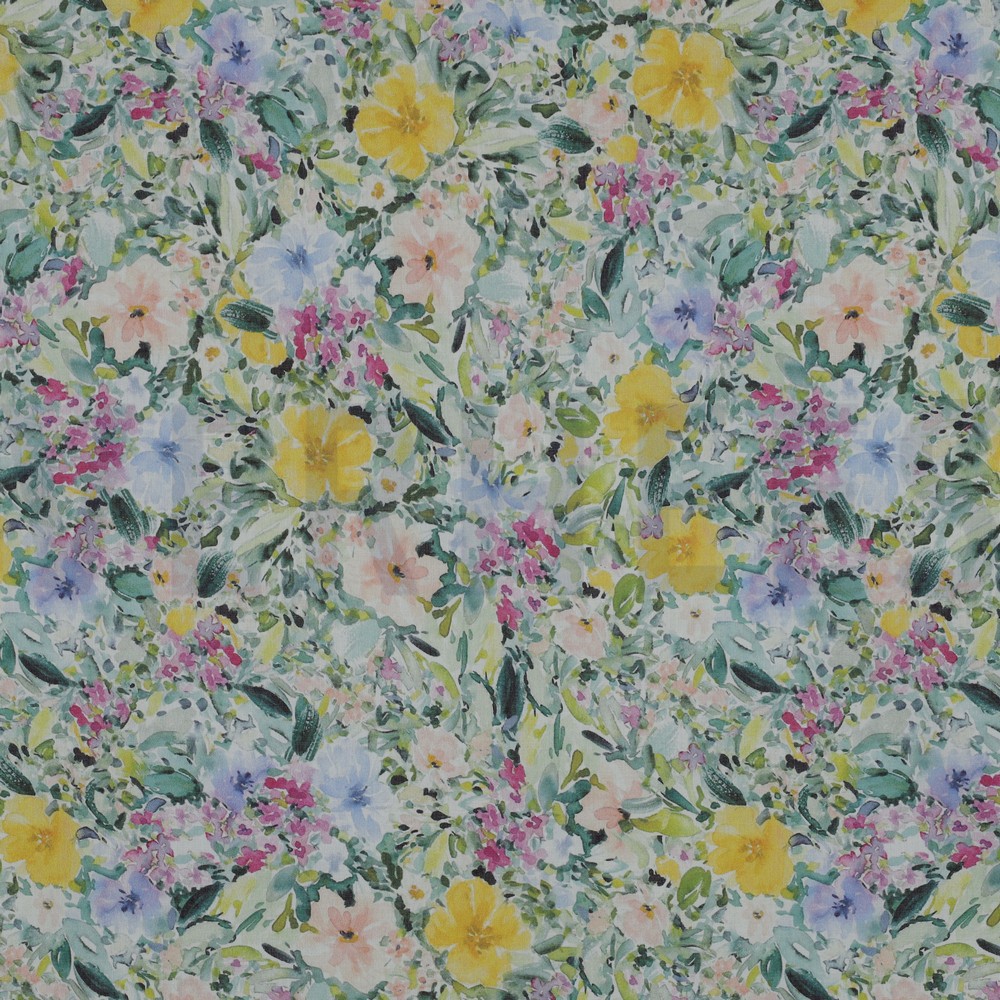 COTTON VOILE DIGITAL FLOWERS MULTICOLOUR