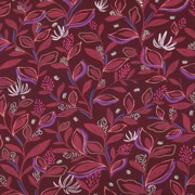 FINE POPLIN DIGITAL LEAVES BORDEAUX (thumbnail)