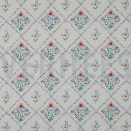 FINE POPLIN DIGITAL FLOWERS OFF-WHITE (hover)