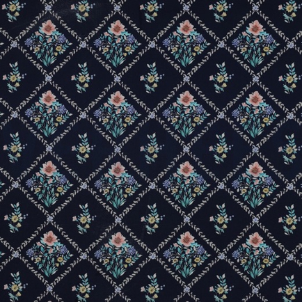 FINE POPLIN DIGITAL FLOWERS NAVY (hover)