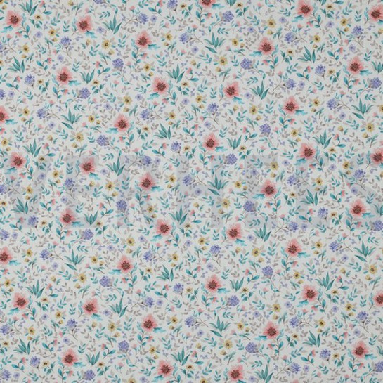 FINE POPLIN DIGITAL FLOWERS OFF-WHITE #7