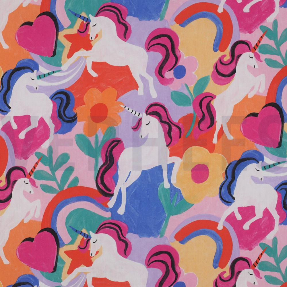 FINE POPLIN DIGITAL UNICORNS MULTICOLOUR (hover)