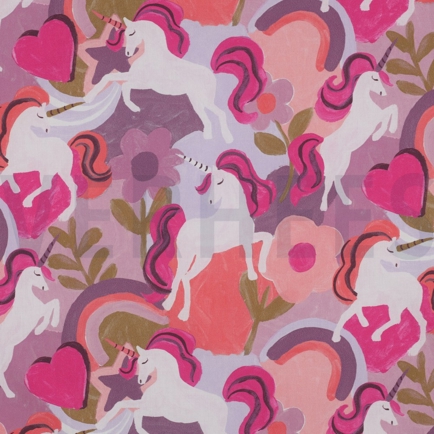 FINE POPLIN DIGITAL UNICORNS MAUVE (hover)