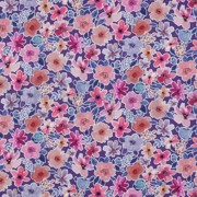 FINE POPLIN DIGITAL FLOWERS PURPLE (thumbnail)
