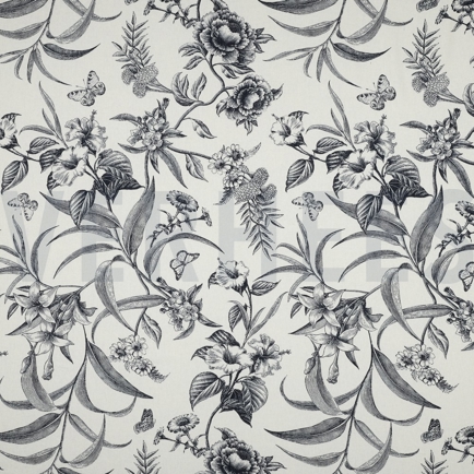 LINEN VISCOSE FLOWERS NAVY (hover)