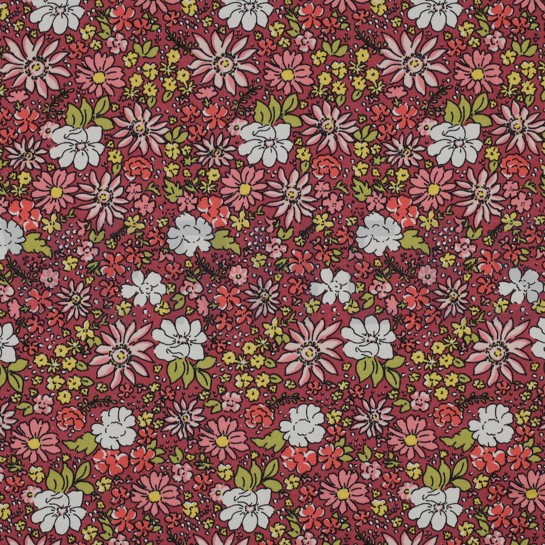 FRENCH TERRY BLOEMEN DONKERROZE #7