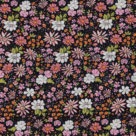 FRENCH TERRY BLUMEN MARINEBLAU #7