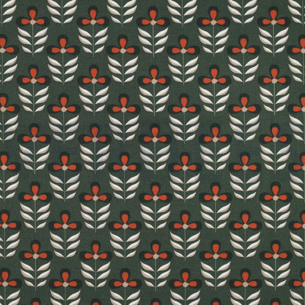 CANVAS FLOWERS OLD GREEN