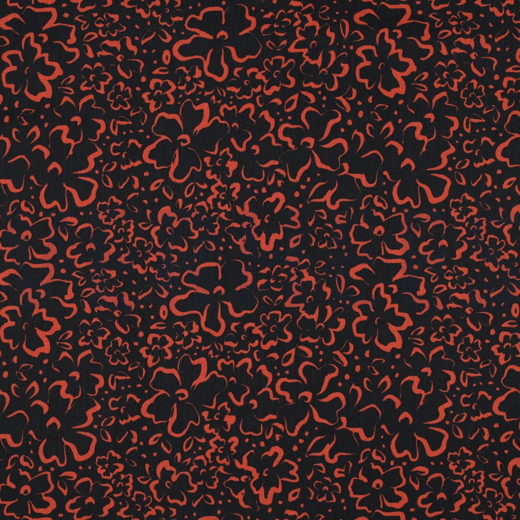 POPLIN WILD FLOWERS BLACK