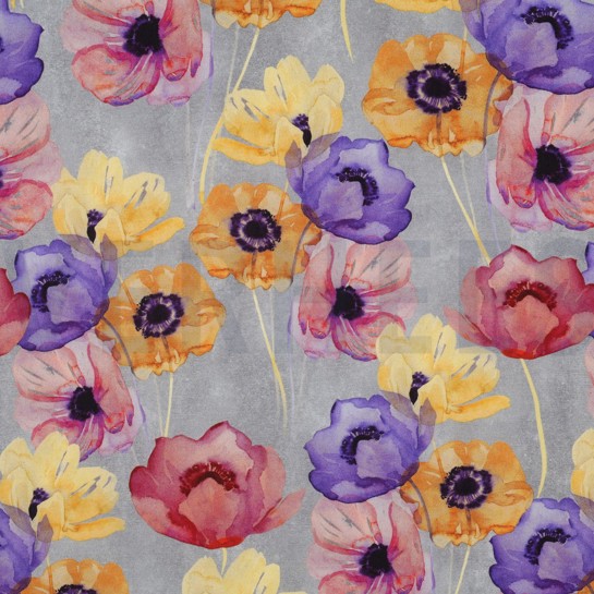 VISCOSE RADIANCE DIGITAL FLOWERS GREY #7