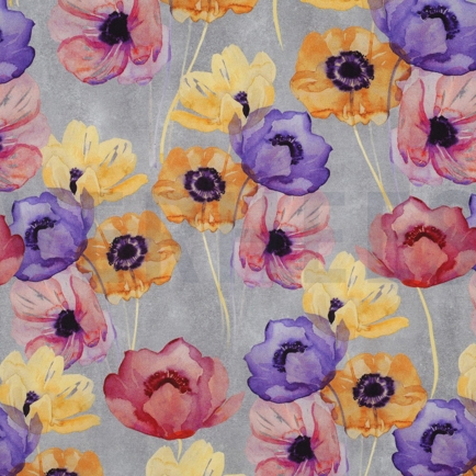 VISCOSE RADIANCE DIGITAL FLOWERS GREY (hover)