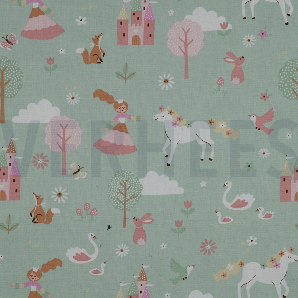 POPLIN CASTLES LIGHT MINT