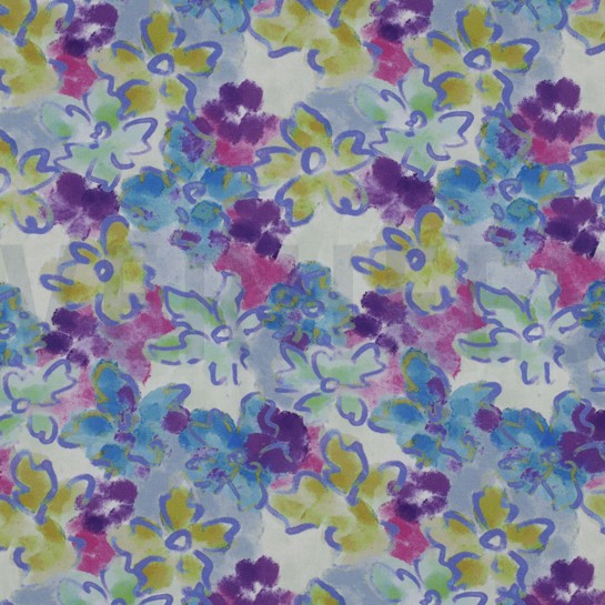 VISCOSE RADIANCE DIGITAL FLOWERS BLUE #7