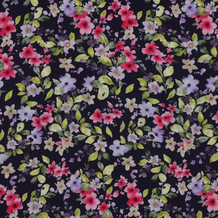 VISCOSE RADIANCE DIGITAL FLOWERS NAVY (hover)