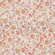 JERSEY DIGITAL PAISLEY FLOWERS WHITE PEACH (thumbnail)