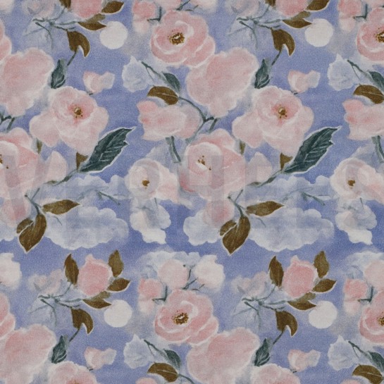 VISCOSE JERSEY DIGITAL FLOWERS LIGHT BLUE #7