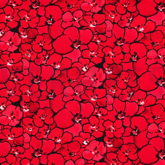 VISCOSE JERSEY DIGITAL FLOWERS RED #7