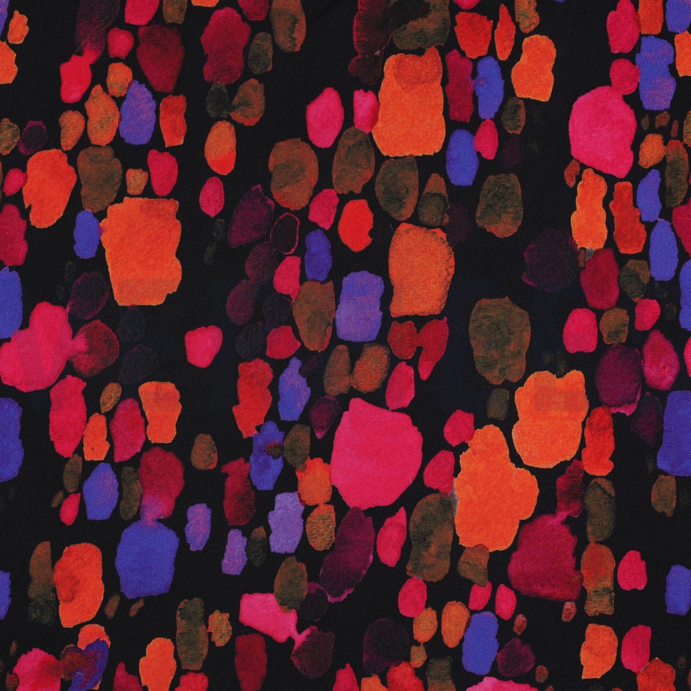 VISCOSE SATIN DIGITAL ABSTRACT BLACK