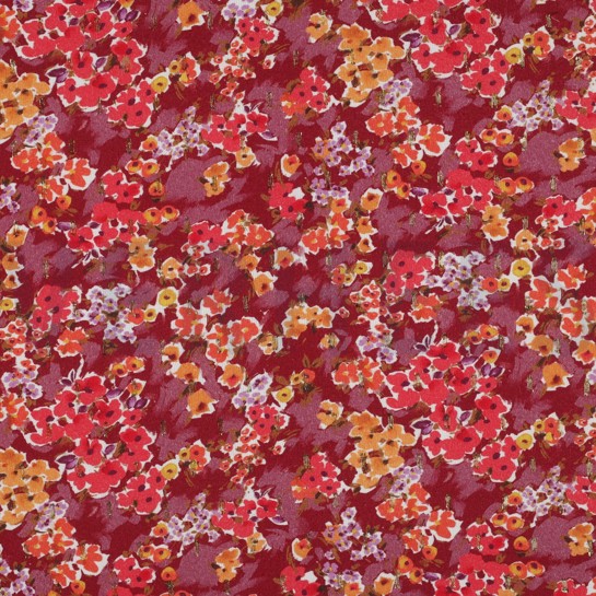 VISKOSE LUREX DIGITAL KLEINE BLUMEN KIRSCHROT #7