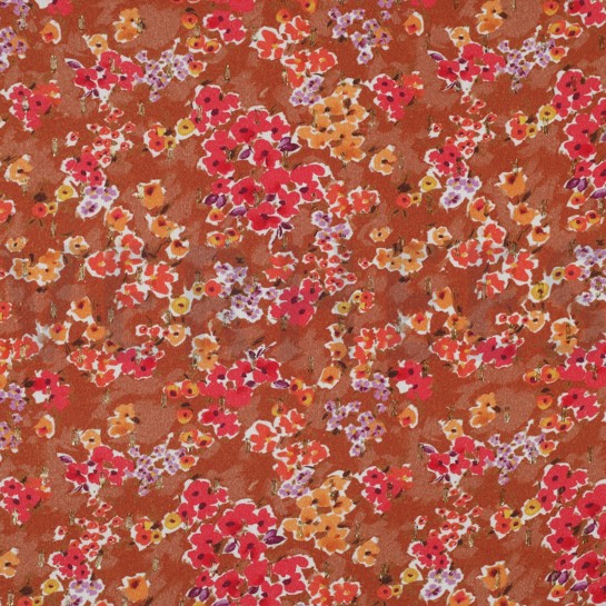 VISKOSE LUREX DIGITAL KLEINE BLUMEN RUST #7