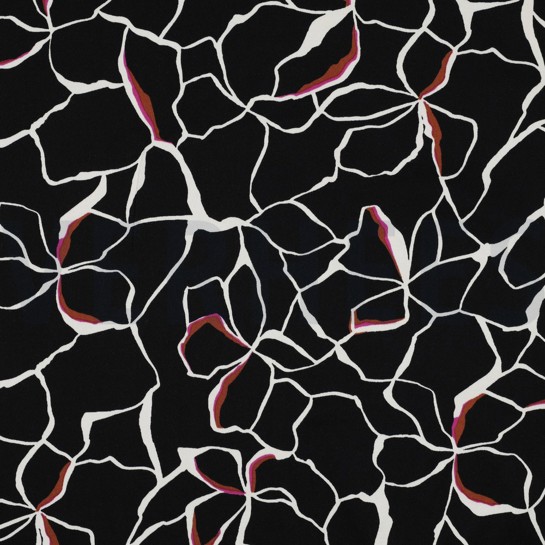 VISKOSE ROSELLA STRETCH BLUMEN SCHWARZ #7