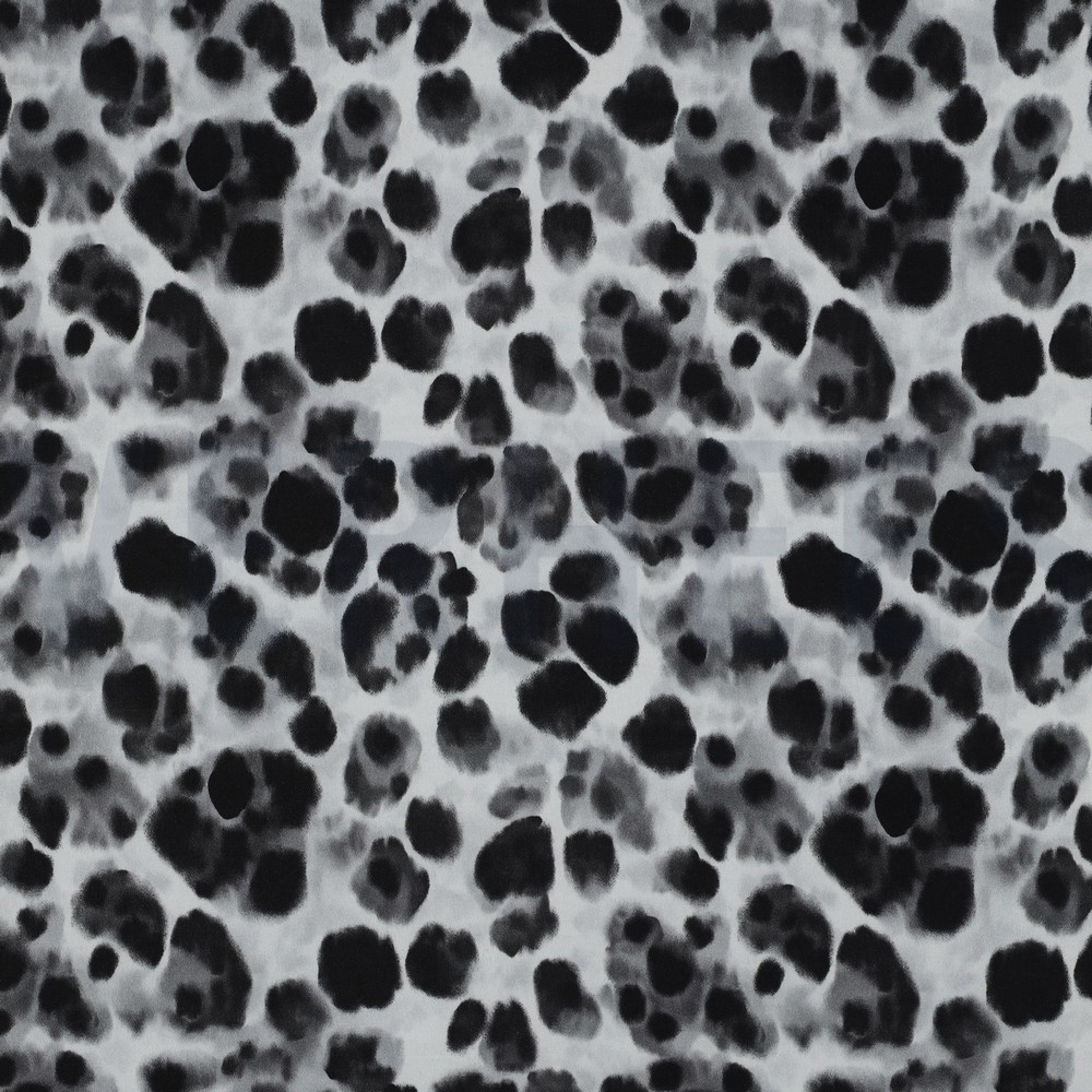 VISCOSE SATIN DIGITAL ANIMAL SKIN BLACK