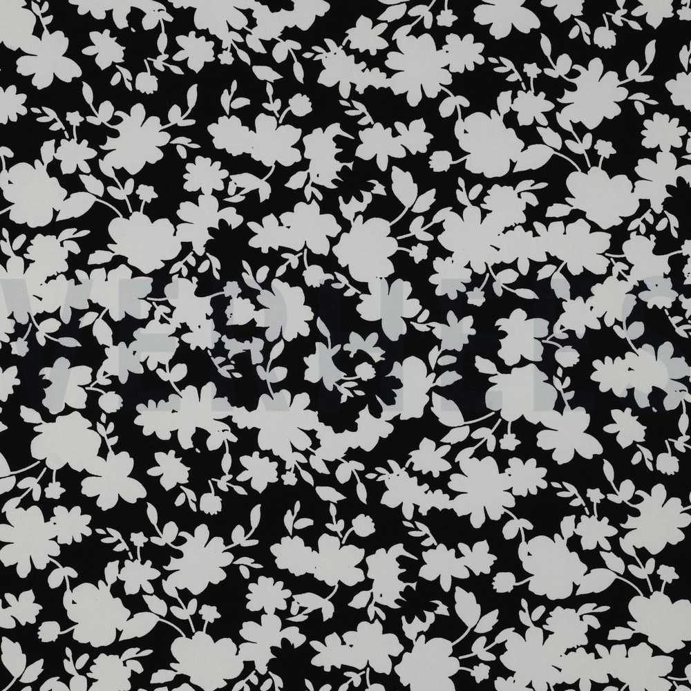 VISCOSE STRETCH FLOWERS BLACK