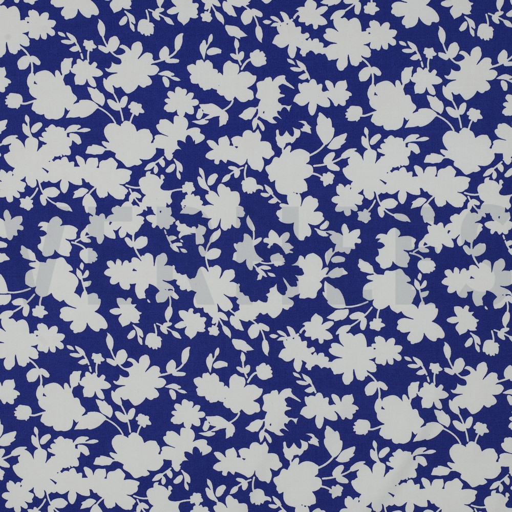 VISCOSE STRETCH FLOWERS COBALT