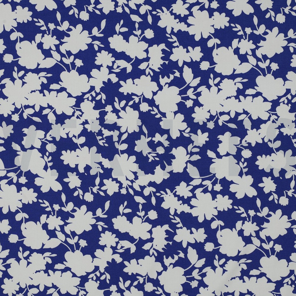 VISCOSE STRETCH FLOWERS COBALT