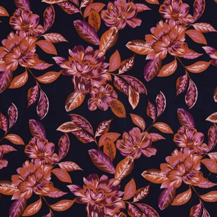 VISCOSE STRETCH FLOWERS NAVY (hover)