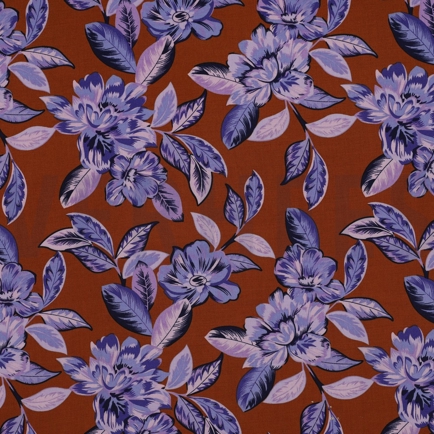 VISCOSE STRETCH FLOWERS BROWN (hover)