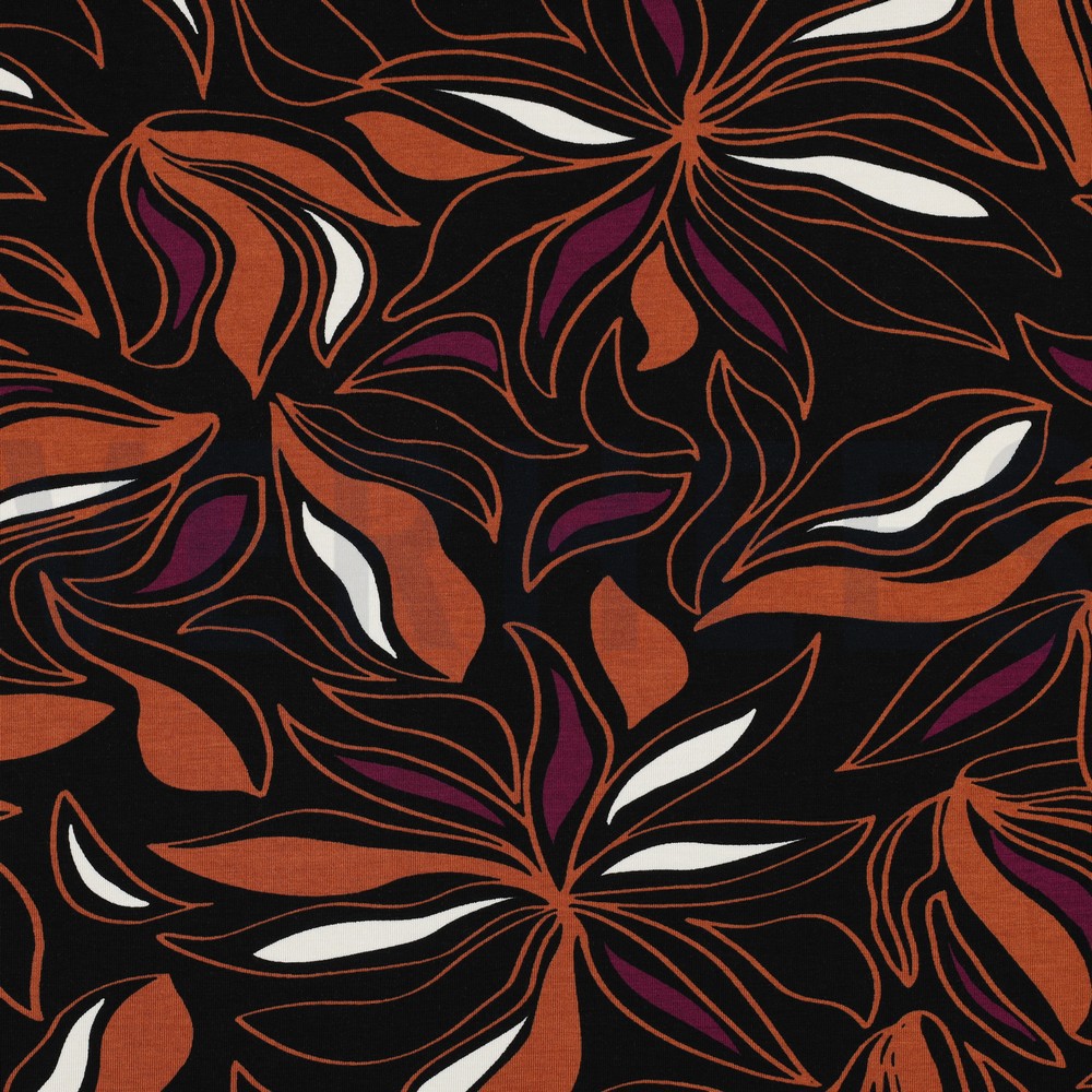 VISCOSE JERSEY FLOWERS BLACK