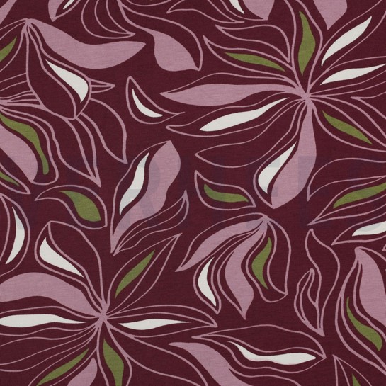 VISCOSE JERSEY FLOWERS DARK MAUVE #7