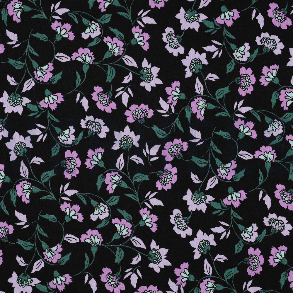 ROSELLA STRETCH FLOWERS BLACK