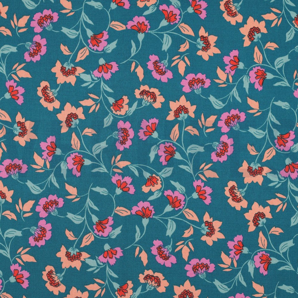 ROSELLA STRETCH FLOWERS PETROL