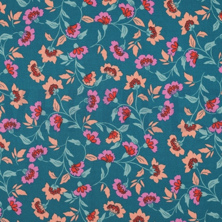 VISCOSE ROSELLA STRETCH FLOWERS PETROL (hover)