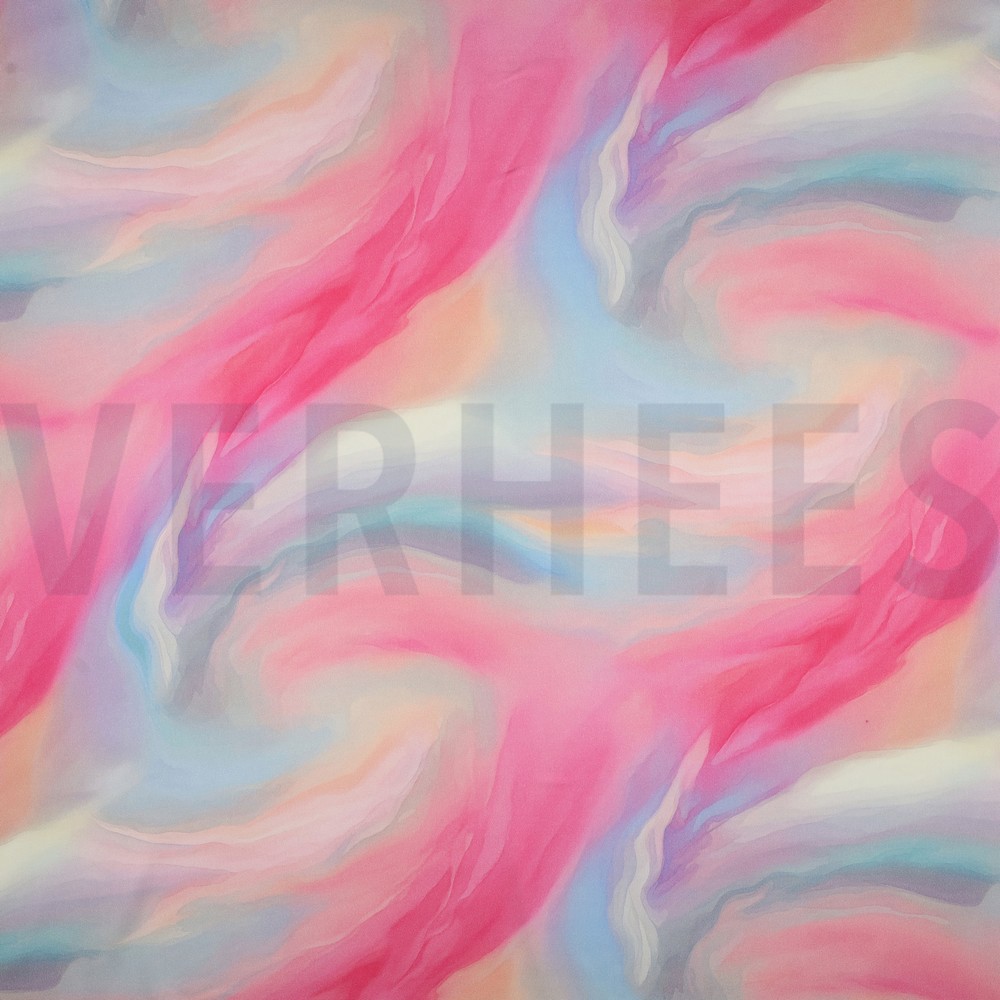 VISCOSE SATIN DIGITAL ABSTRACT PINK