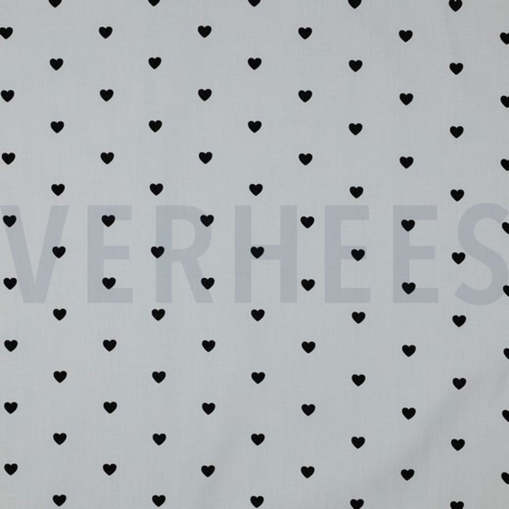 FINE POPLIN HEARTS WHITE / BLACK