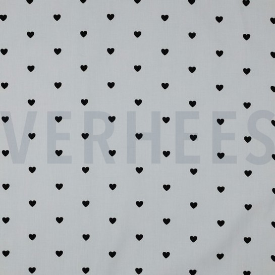 FINE POPLIN HEARTS WHITE/ BLACK #7