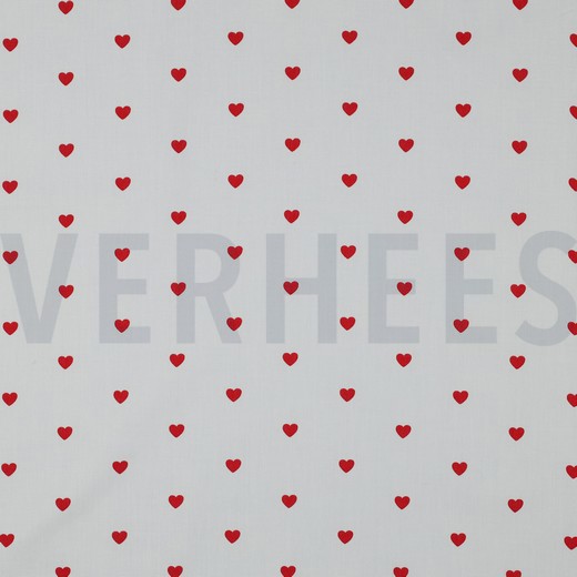 FINE POPLIN HEARTS WHITE / DARK RED (hover)