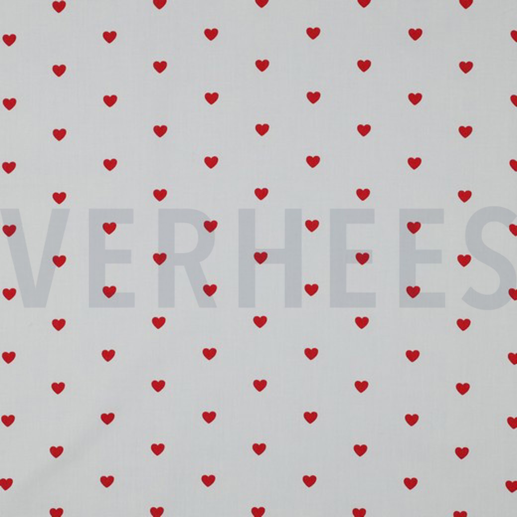 FINE POPLIN HEARTS WHITE / DARK RED